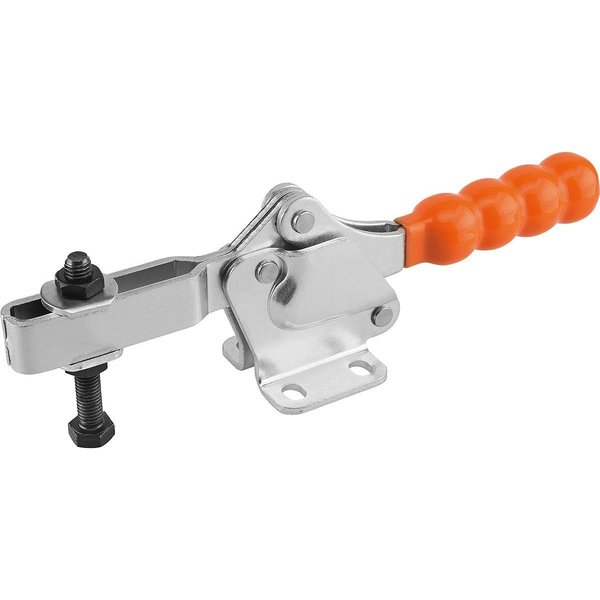 Kipp Toggle Clamp Standard Stainless Steel, Horizontal Foot, Comp:Plastic, Comp:Orange, M=M06X50 K0074.0150N